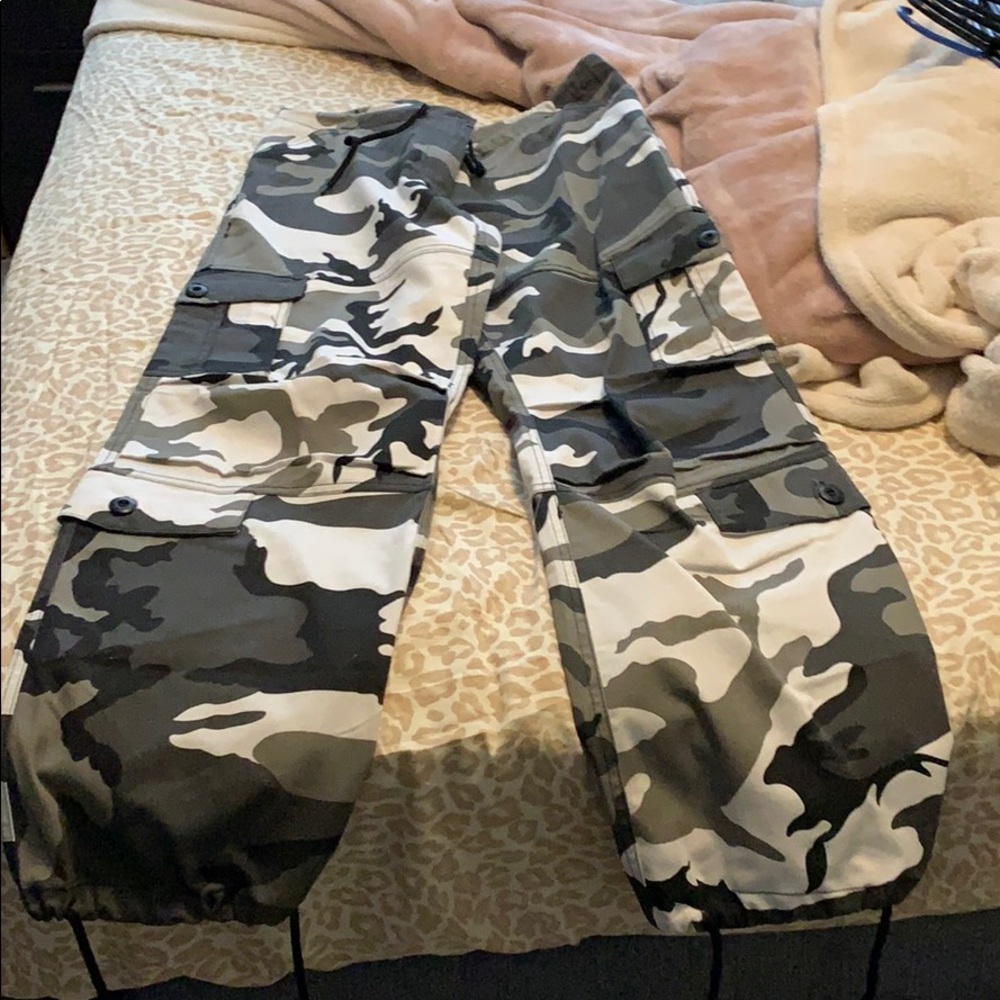 Camo black and white pants